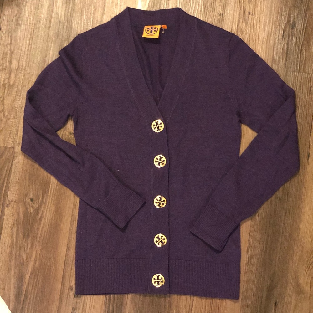 Tory Burch VNeck Logo Cardigan
